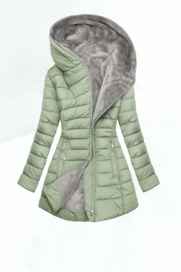 Klára – prošívaný kabát s chlupatou podšívkou