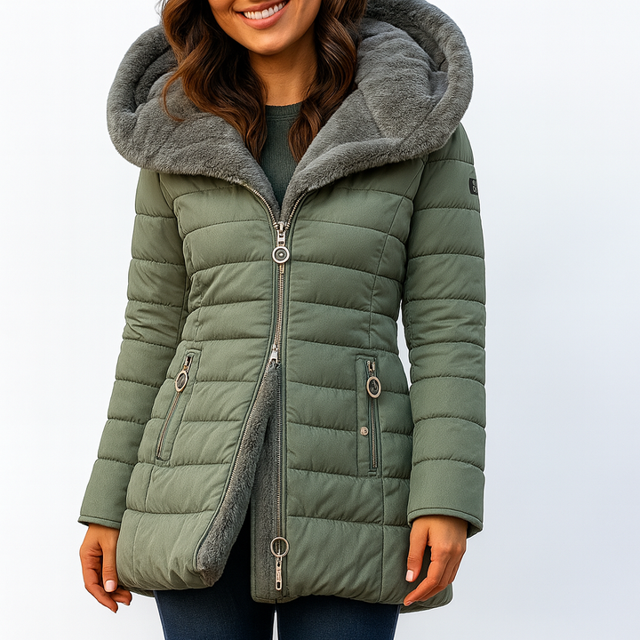 Klára – prošívaný kabát s chlupatou podšívkou