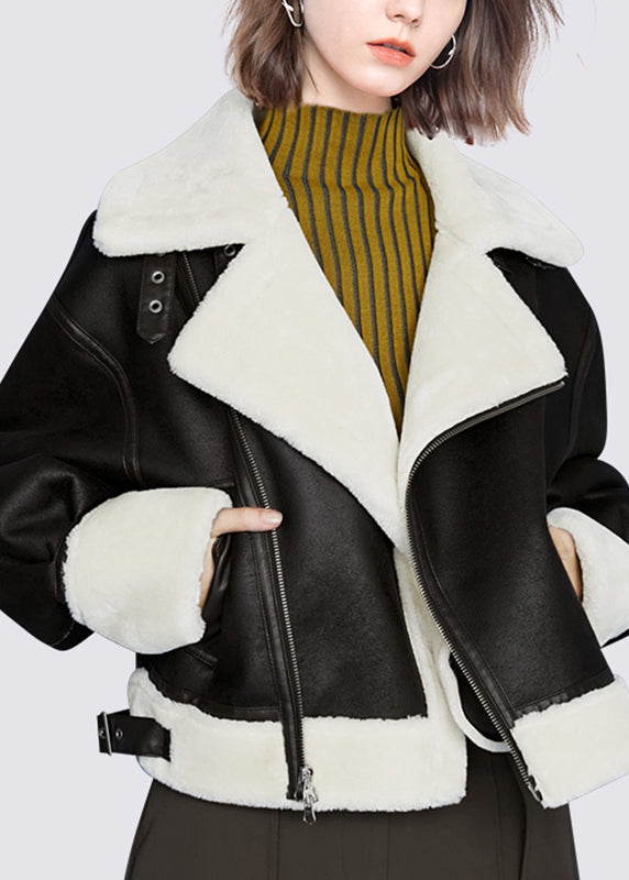 Silvie – Dámská kožená bunda s kožíškem a asymetrickým zapínáním