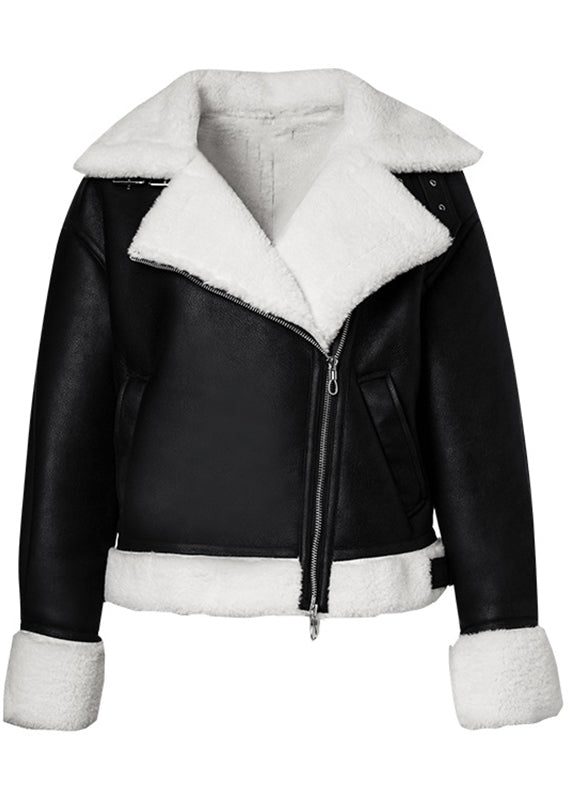 Silvie – Dámská kožená bunda s kožíškem a asymetrickým zapínáním