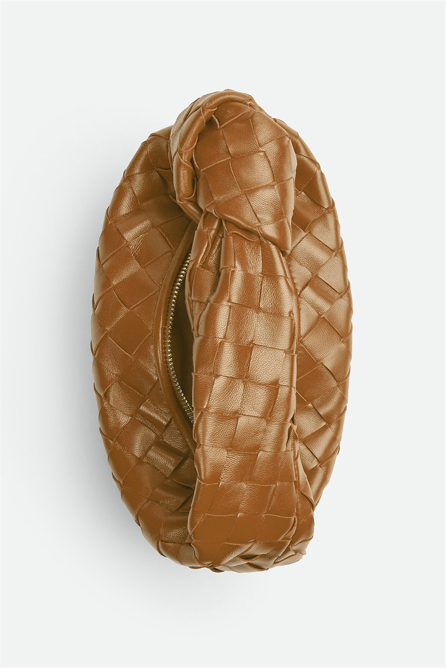 Sarka – Hnědá pletená kabelka s uzlovaným uchem