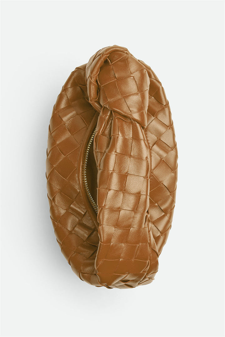 Sarka – Hnědá pletená kabelka s uzlovaným uchem